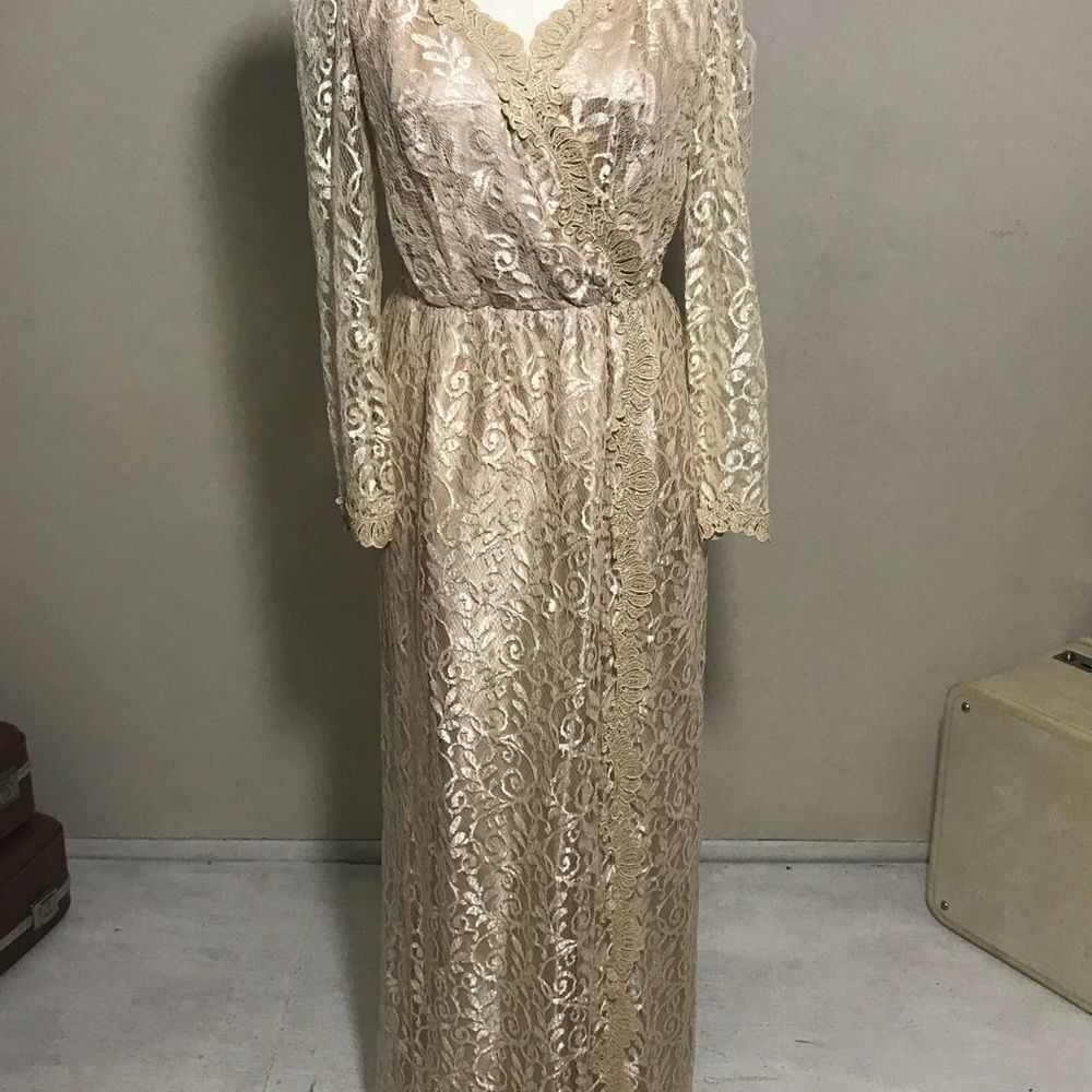 Alicia Maxi Lace Vintage Dress sz 16 - Picture 4 of 9